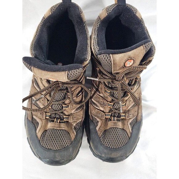 Merrell Moab 2 Mid Waterproof Hiking Boots Men's Size 9W Walnut Brown Vibram EUC - Picture 7 of 12